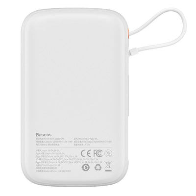 Baseus Qpow Digital Display powerbank with fast charging 10000mAh 22.5W QC/PD/SCP/FCP with built-in USB-C cable white