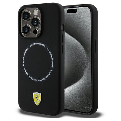 Ferrari Printed Ring MagSafe case for iPhone 15 Pro Max - black