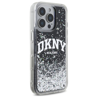 DKNY DKHCP16LLBNAEK iPhone 16 Pro 6.3" black/black hardcase Liquid Glitter Arch Logo