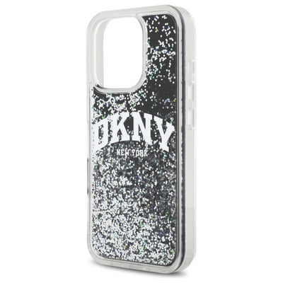 DKNY DKHCP16LLBNAEK iPhone 16 Pro 6.3" black/black hardcase Liquid Glitter Arch Logo