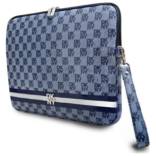 DKNY Sleeve Checkered Pattern Printed Stripes 14" Laptop Case - Blue