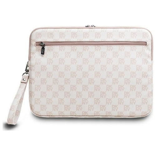 DKNY Sleeve Checkered Pattern Printed Stripes 14" Laptop Case - Pink