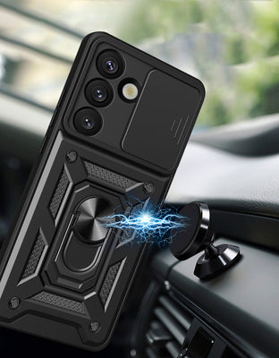 Hybrid Armor Camshield with Camera Cover and Metal Ring for Samsung Galaxy S25 - Black — Hurtel