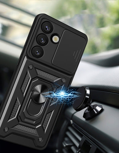 Hybrid Armor Camshield with Camera Cover and Metal Ring for Samsung Galaxy S25 - Black — Hurtel