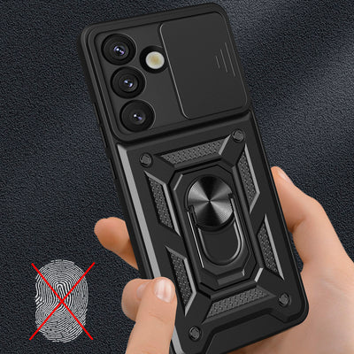 Hybrid Armor Camshield with Camera Cover and Metal Ring for Samsung Galaxy S25 - Black — Hurtel