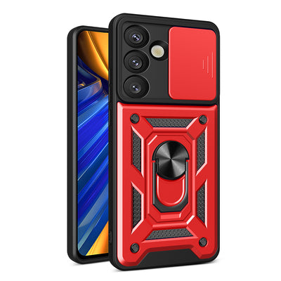 Hybrid Armor Camshield with Camera Cover and Metal Ring for Samsung Galaxy S25 - Red — Hurtel