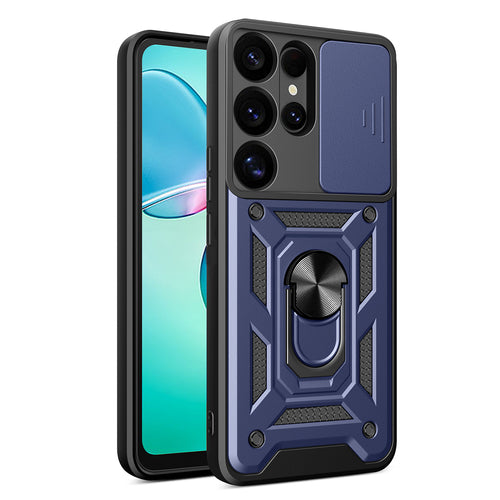 Hybrid Armor Camshield with Camera Cover and Metal Ring for Samsung Galaxy S25 Ultra - Blue — Hurtel