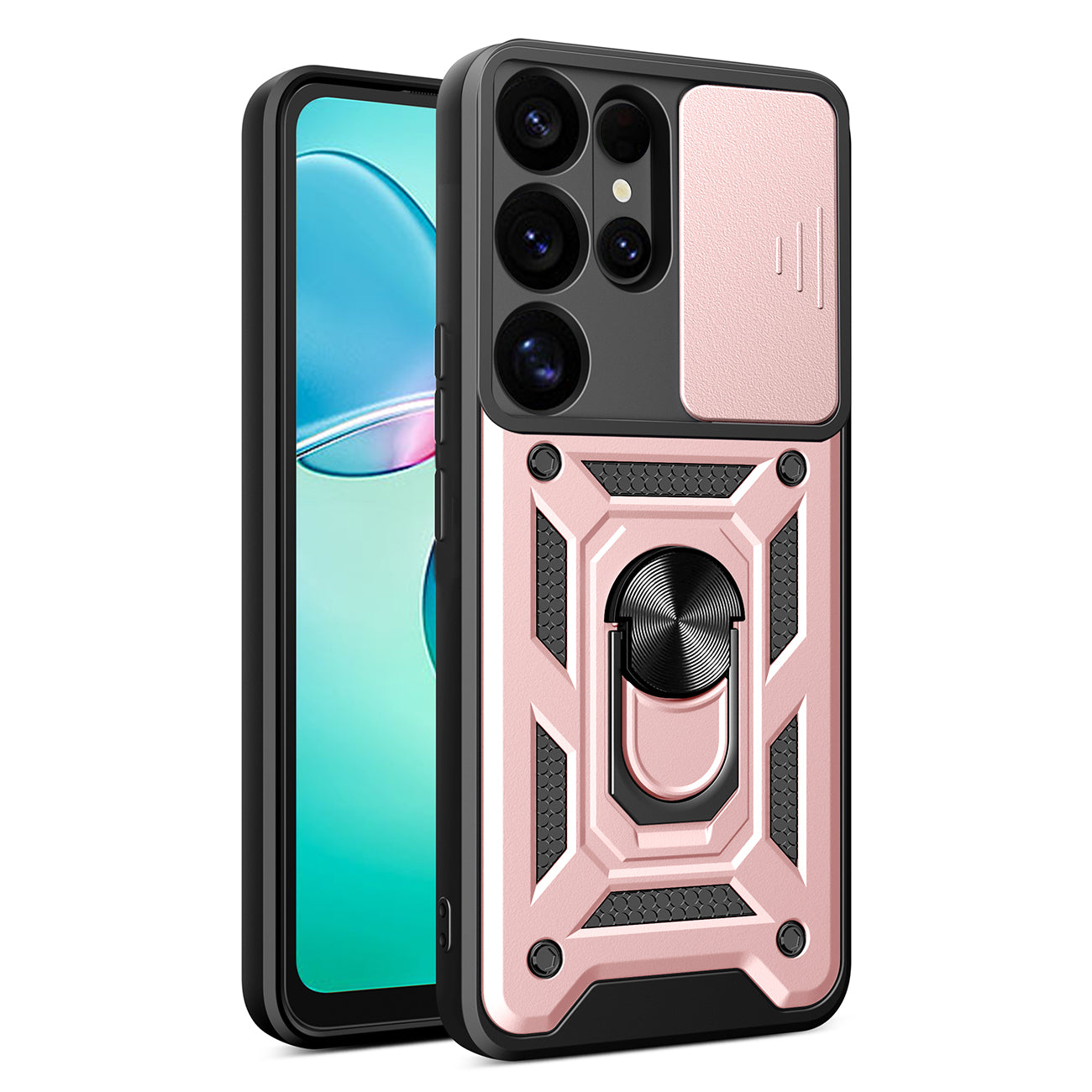 Hybrid Armor Camshield with Camera Cover and Metal Ring for Samsung Galaxy S25 Ultra - Pink — Hurtel