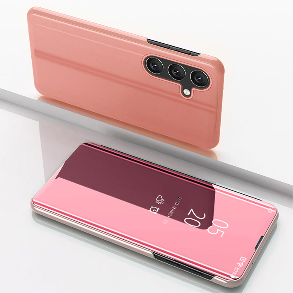 Clear View Case for Samsung Galaxy S24 FE Cover with Flip - Pink — Hurtel