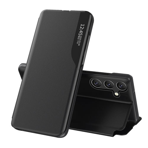 Eco Leather View Case for Samsung Galaxy S24 FE with Flip and Stand - Black — Hurtel