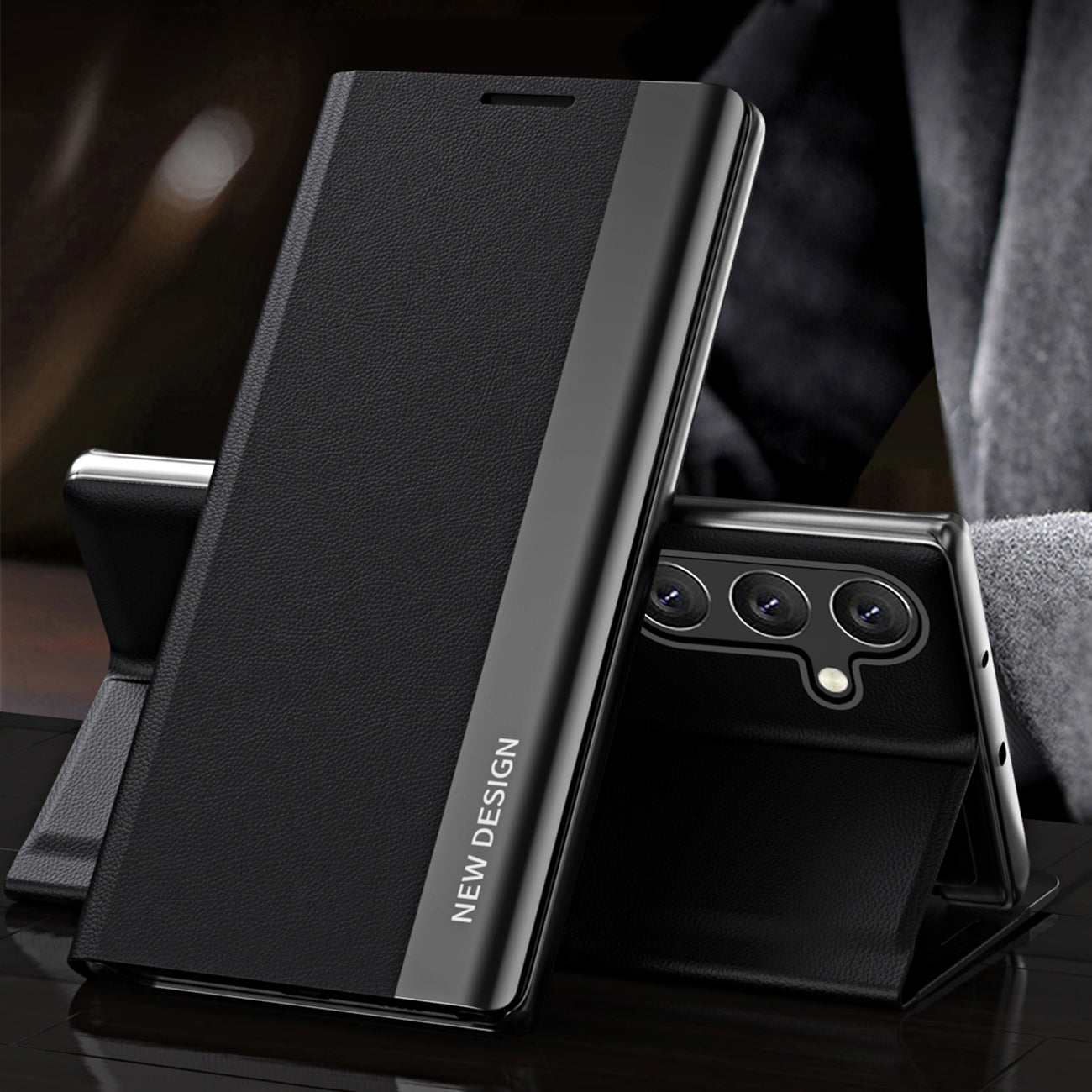 Sleep Case Pro Samsung Galaxy S24 FE Case with Flip and Stand - Black — Hurtel