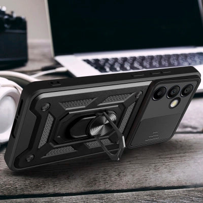 Hybrid Armor Camshield with Stand and Camera Cover for Samsung Galaxy A56 - Black — Hurtel