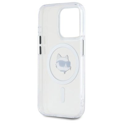 Karl Lagerfeld IML Metal Choupette Head MagSafe iPhone 15 Pro Case - White
