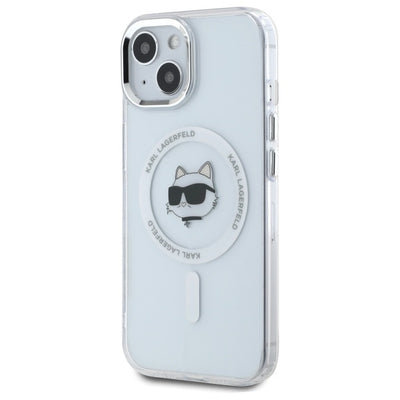 Karl Lagerfeld IML Metal Choupette Head MagSafe iPhone 15 Plus Case - White