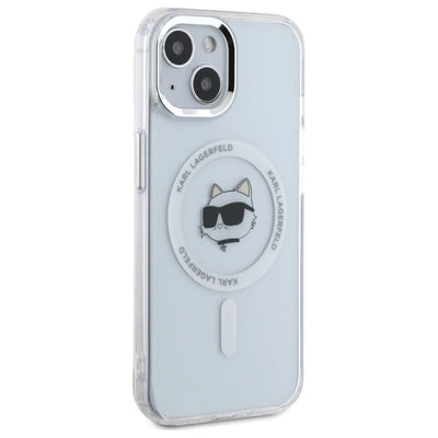 Karl Lagerfeld IML Metal Choupette Head MagSafe iPhone 15 Plus Case - White