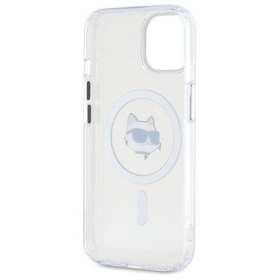 Karl Lagerfeld IML Metal Choupette Head MagSafe iPhone 15 Plus Case - White