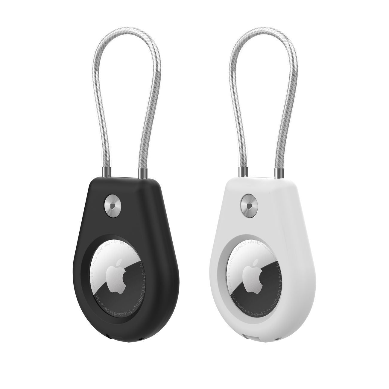 Apple AirTag Case with Steel Cable - Black + White (2 pieces) — Hurtel