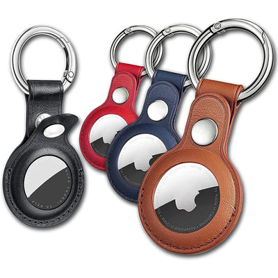 Apple AirTag PU Leather Case - Black, Brown, Red, Blue - 4 pieces — Hurtel
