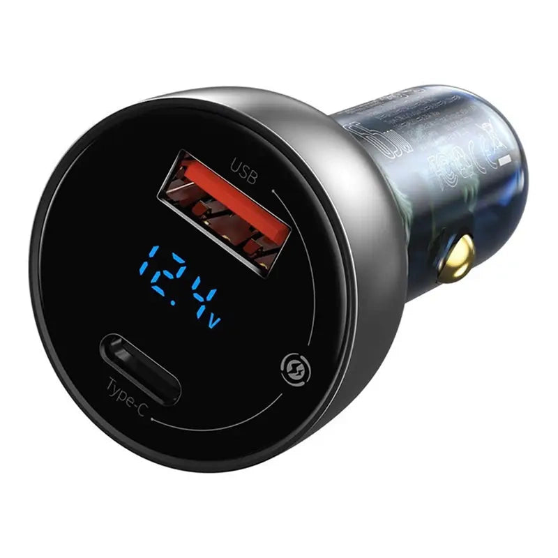 Dual Quick Charger Car Charger Baseus Particular Digital Display QC+PPS 65W (Silver) - Product Image 3