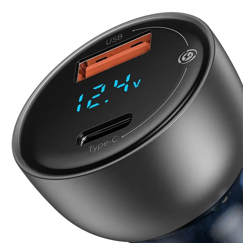 Dual Quick Charger Car Charger Baseus Particular Digital Display QC+PPS 65W (Silver) - Product Image 4