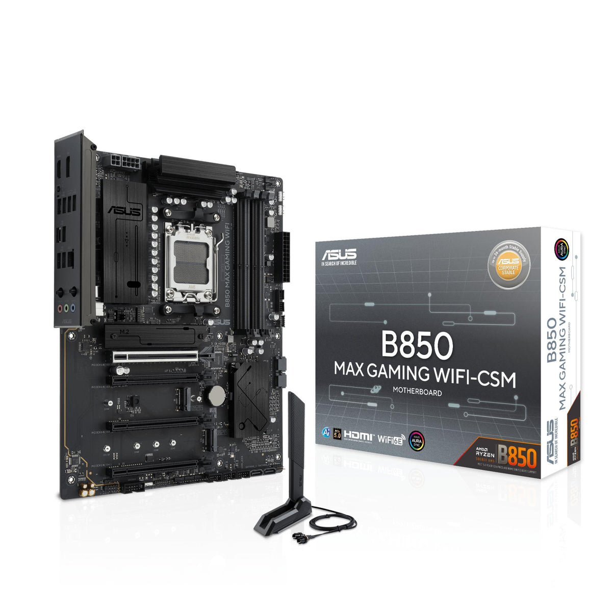 Mainboard ASUS AMD B850 Socket AM5 ATX RAM DDR5-SDRAM 4xSlots Wi-Fi Yes Bluetooth Yes 3xNumber of M.2 (M) slots B850MAXGAMINGWIFI