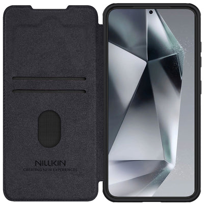 Nillkin Qin Pro Case for Samsung Galaxy S25+ with Flip and Camera Cover - Black