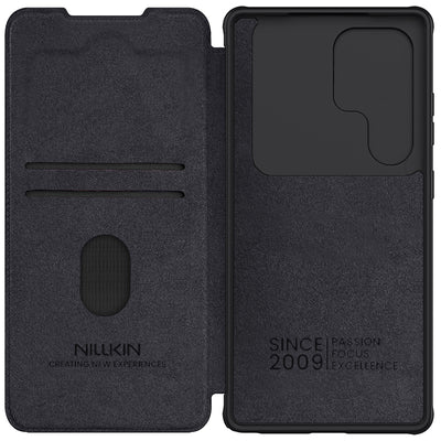 Nillkin Qin Pro Case for Samsung Galaxy S25 Ultra with Flip and Camera Cover - Black
