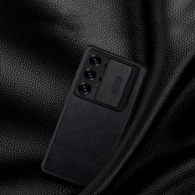 Nillkin Qin Pro Case for Samsung Galaxy S25 Ultra with Flip and Camera Cover - Black