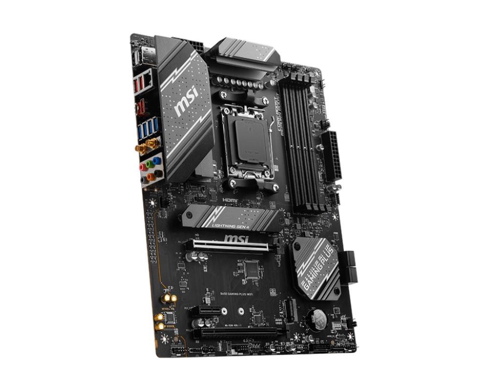 Mainboard MSI AMD B650 SAM5 ATX Memory DDR5 Memory slots 4 2xPCI-Express 1x 2xPCI-Express 4.0 16x 2xM.2 1xHDMI 1xDisplayPort 7xUSB 3.2 1xUSB-C 1xRJ45 6xAudio port B650GAMINGPLUSWIFI