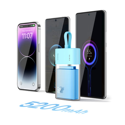 Baseus Popsicle 5200mAh 20W Powerbank with Built-in Lightning Cable (+ White Baseus Simple USB-C - USB-C 60W/20V/3A/30cm Cabl