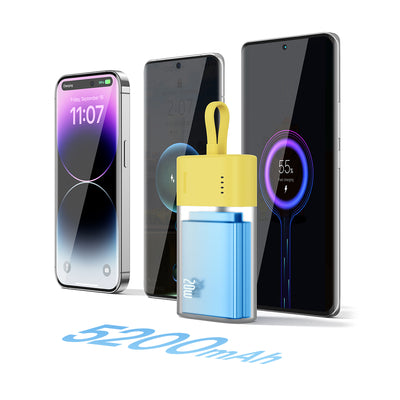 Baseus Popsicle 5200mAh 20W Powerbank with Built-in Lightning Cable (+ White Baseus Simple USB-C - USB-C 60W/20V/3A/30cm Cabl