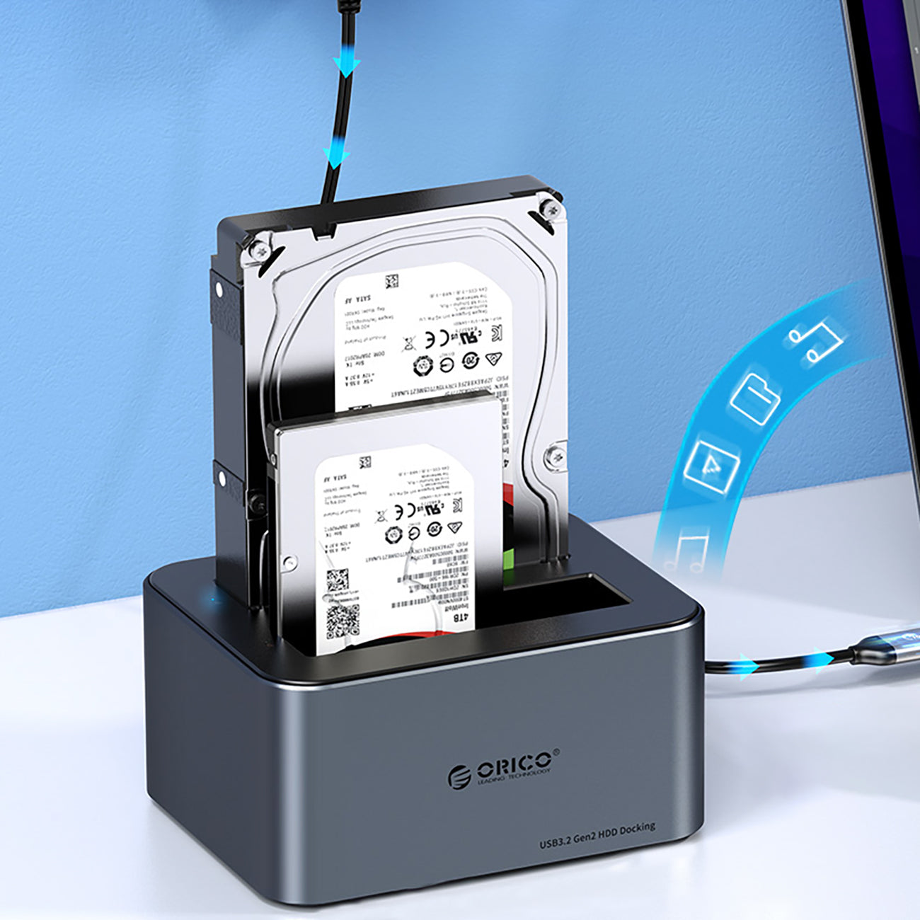 Orico 6646C3-C 4-Drive Docking Station with Offline Clone Function 2.5"/3.5" SATA HDD/SSD - Gray