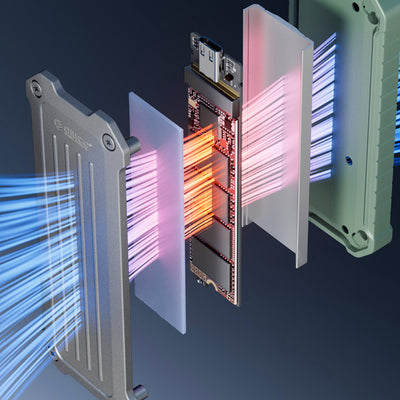 Wzmocniona kieszeń dyskowa Orico OTPX-G2 M.2 NVMe/SATA SSD USB-C 3.2 taktyczna - szaro-zielona