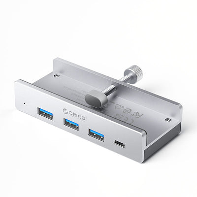 Orico MH4PC Hub Clamp-Mounted USB-C / 3x USB-A 3.0 + 1x USB-C 3.0 - Silver