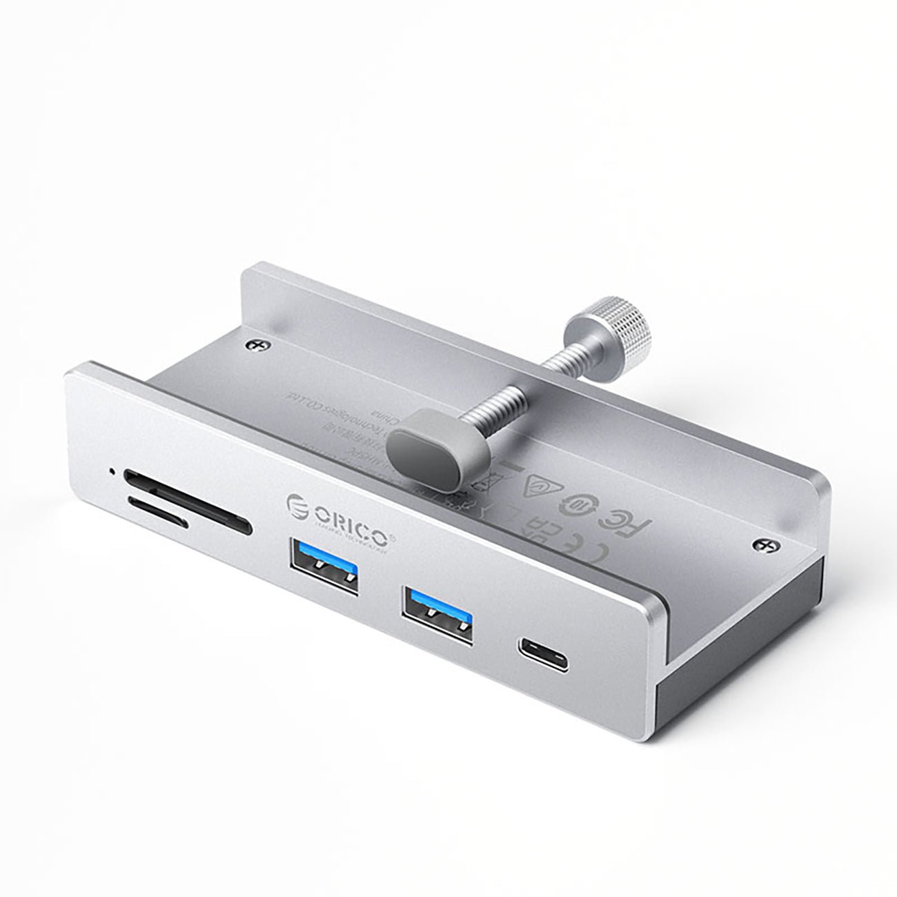 Orico MH5PC Hub Clamp-Mounted USB-C / 2x USB-A 3.2 + 1x USB-C 3.2 + 1x SD&amp;TF - Silver
