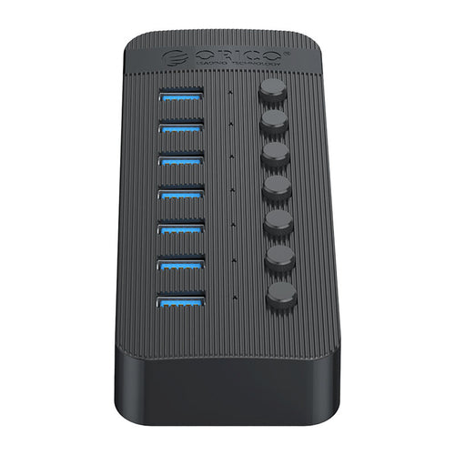 Orico CT2U3-7AB 7x USB-A 3.0 Hub with Switches - Black