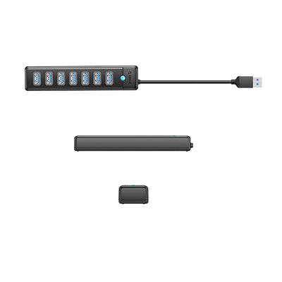 Orico PW7U-U3 hub 7x USB-A 3.0 + USB-C 5V/3A 1m - black