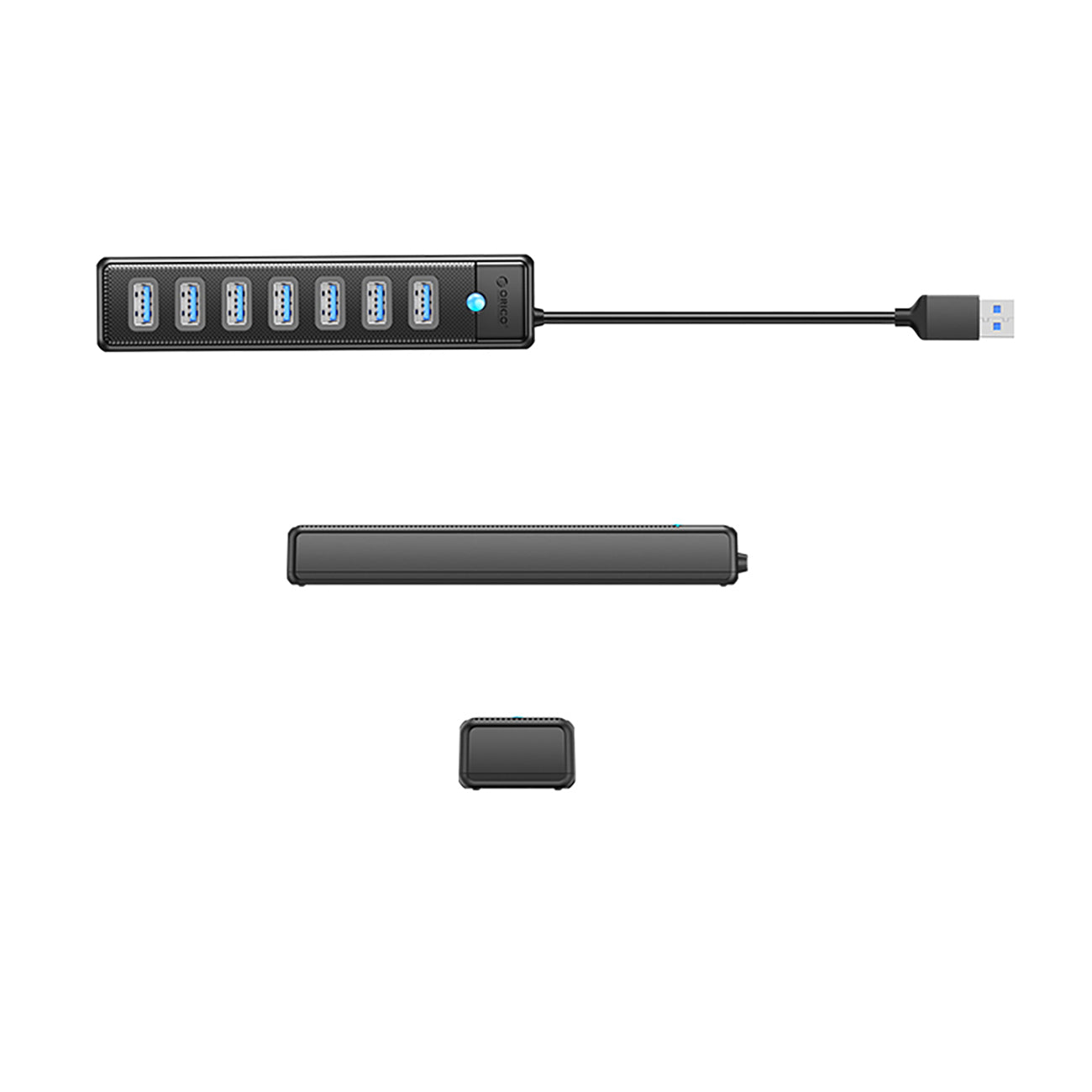 Orico PW7U-U3 hub 7x USB-A 3.0 + USB-C 5V/3A 1m - black