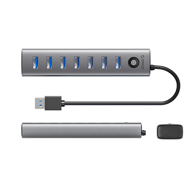 Orico CL7U-U3 hub 7x USB-A 3.0 + USB-C 5V/3A 1m - gray