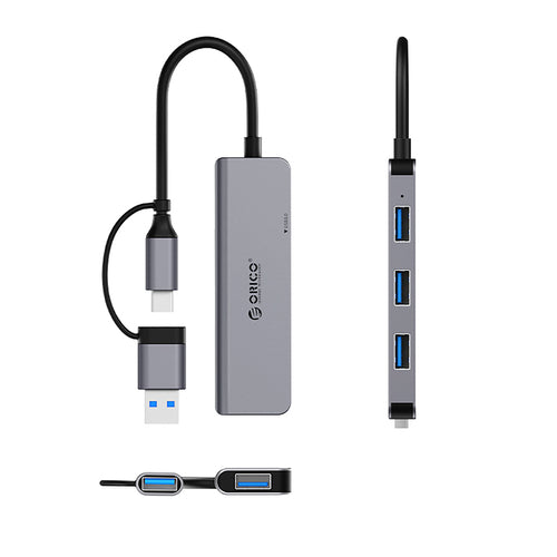 Orico YSA5-U3 USB-A/USB-C Hub Docking Station 3x USB-A 2.0 + 1x USB-A 3.0 - Gray