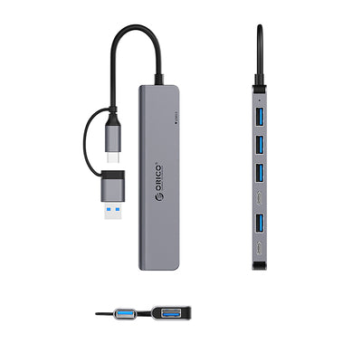 Orico YSA7-U3 USB-A/USB-C Hub Docking Station 4x USB-A 2.0 + 1x USB-A 3.0 + 2x USB-C 2.0 - Gray