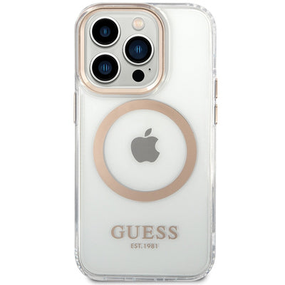 Guess Metal Outline Magsafe case for iPhone 15 / 14 / 13 - gold