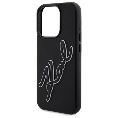 Karl Lagerfeld 3D Rubber Signature Case for iPhone 15 Pro - Black