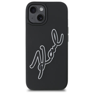 Karl Lagerfeld 3D Rubber Signature iPhone 15 Case - Black
