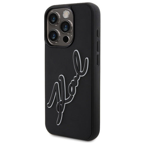 Karl Lagerfeld 3D Rubber Signature Case for iPhone 15 Pro Max - Black