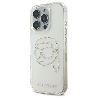 Etui Karl Lagerfeld IML Rhinestones Karl Head na iPhone 16 Pro - przezroczyste