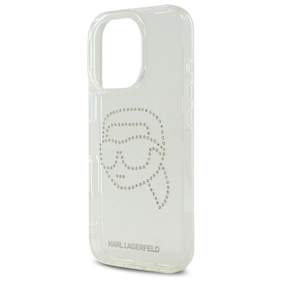 Etui Karl Lagerfeld IML Rhinestones Karl Head na iPhone 16 Pro - przezroczyste