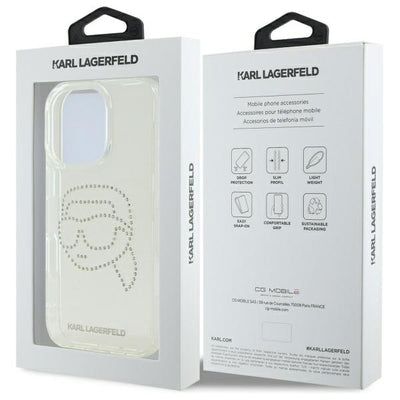 Etui Karl Lagerfeld IML Rhinestones Karl Head na iPhone 16 Pro - przezroczyste
