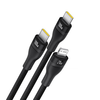 Baseus Flash Series 3 3in1 cable 100W USB-C - USB-C+USB-C+ Lightning 1.5m + 3 x 0.25 m - black