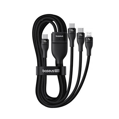 Baseus Flash Series 3 3in1 cable 100W USB-C - USB-C+USB-C+ Lightning 1.5m + 3 x 0.25 m - black